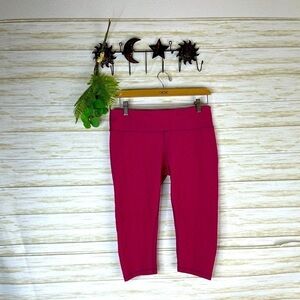 Prana Hot Pink Magenta Purple Patterned Cropped Bermuda Knee Length Yoga Pants